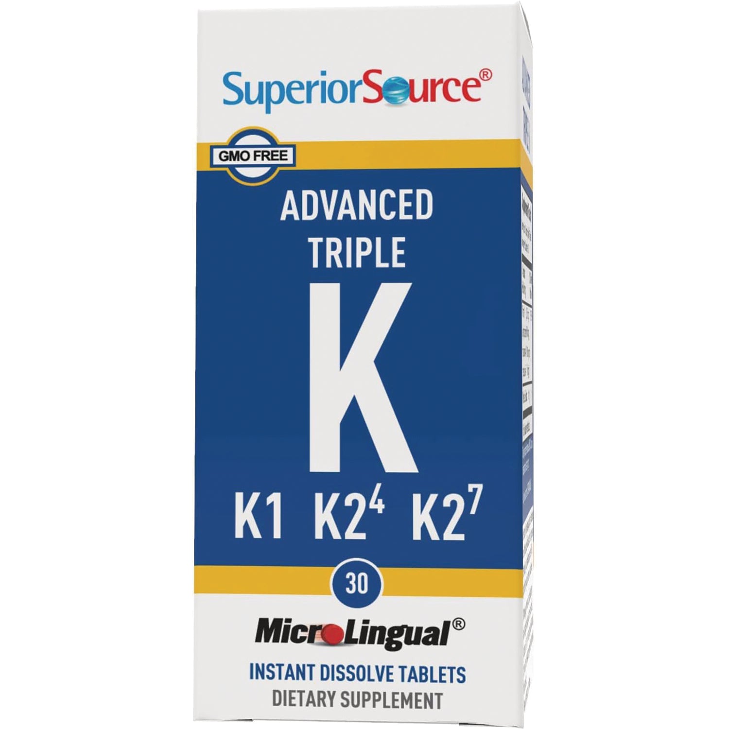 SUS021 | Superior Source Advanced Triple K, MicroLingual instant dissolve tablets, 30 count  front of box