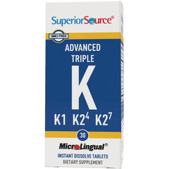 SUS021 | Superior Source Advanced Triple K, MicroLingual instant dissolve tablets, 30 count  front of box