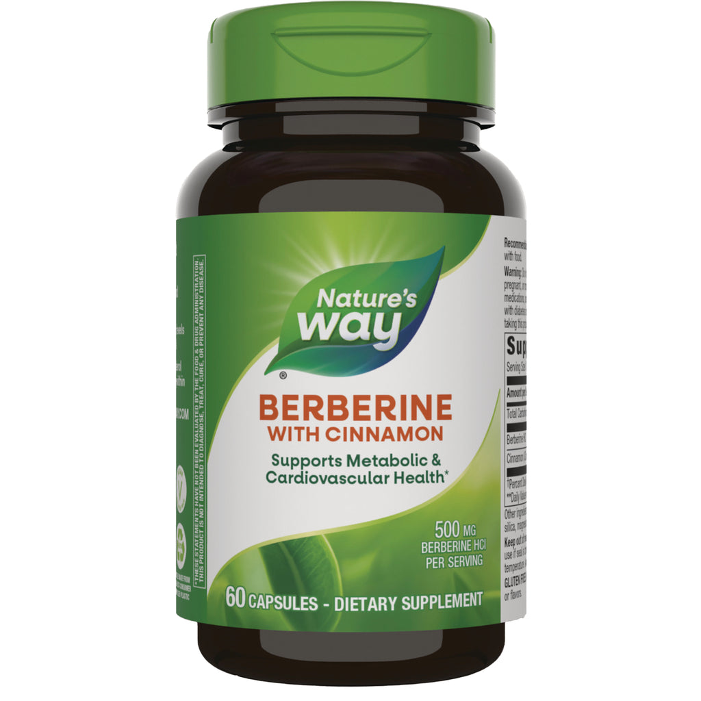 NW1065 | Nature's Way Berberine with Cinnamon supplement bottle, 60 capsules, 500 mg per serving - Thumbnail