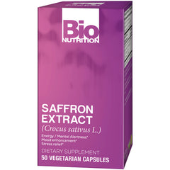 BNN015 | Bio Nutrition saffron extract box front view labeled 50 vegetarian capsules
