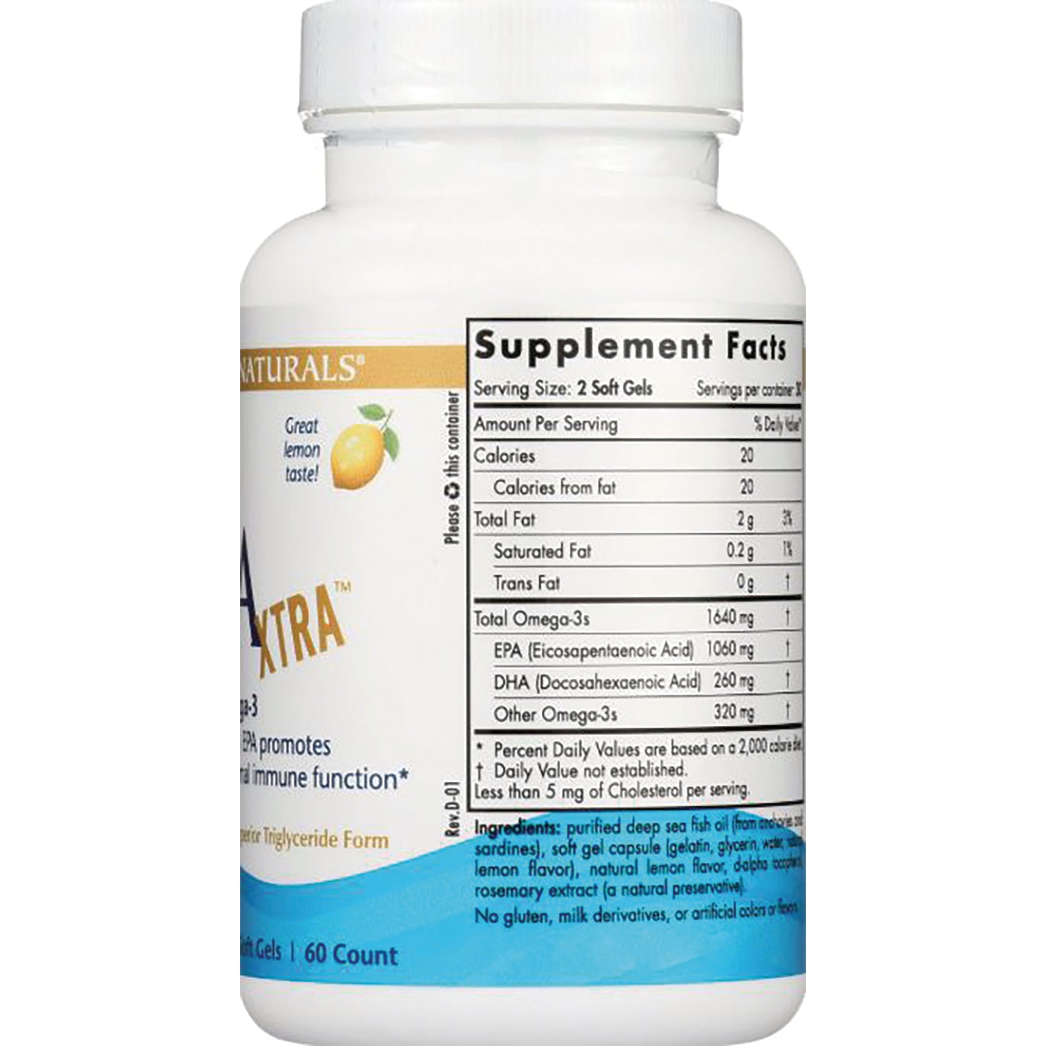 NRN013 | Back of white supplement bottle showing Supplement Facts panel and ingredient list