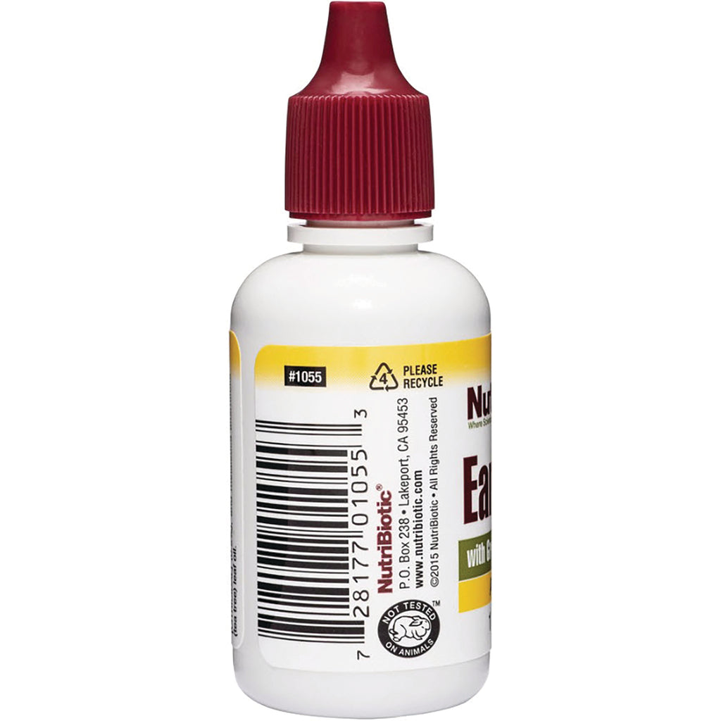 NUB017 | Back of white dropper bottle with barcode, recycling symbol, and red screw cap - Thumbnail