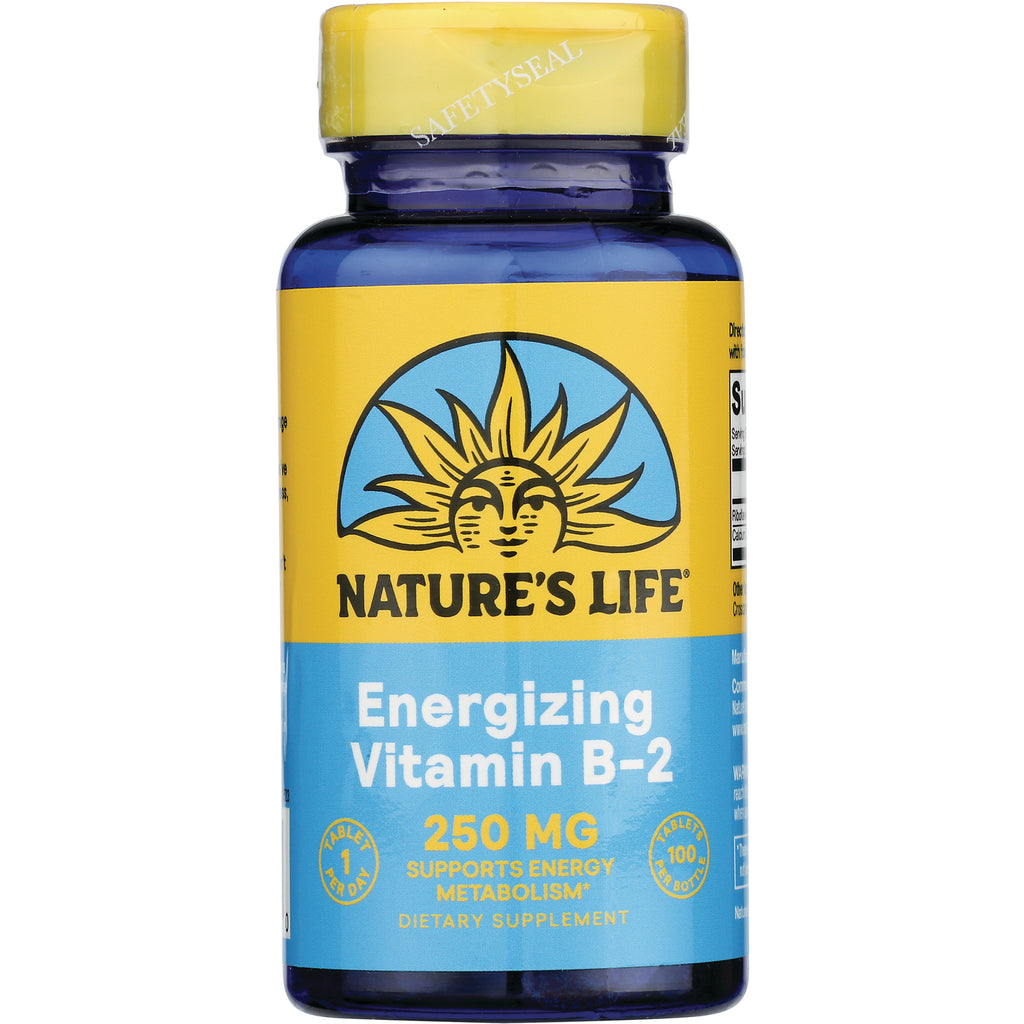 NSL025 | Nature's Life Energizing Vitamin B-2 250 MG dietary supplement bottle front label - Thumbnail