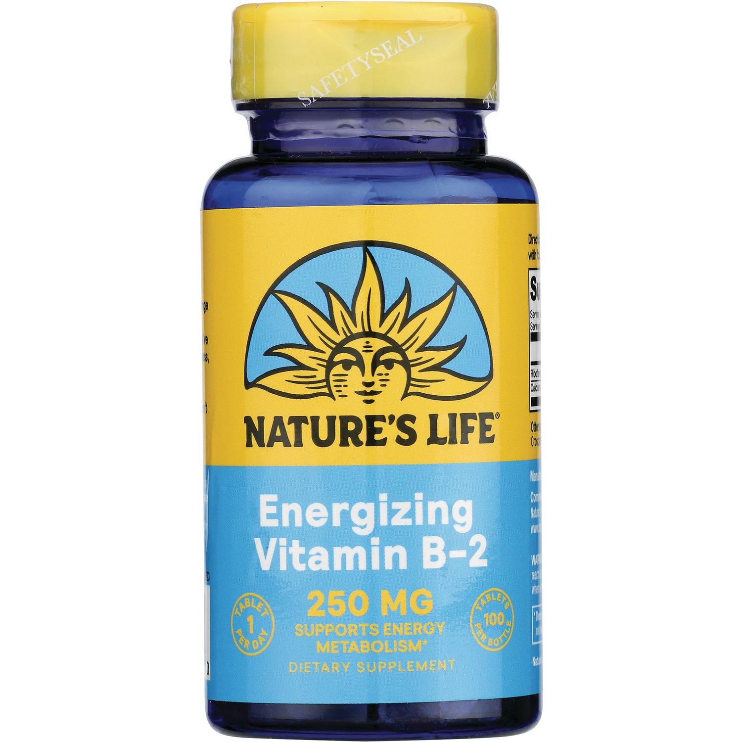 NSL025 | Nature's Life Energizing Vitamin B-2 250 MG dietary supplement bottle front label