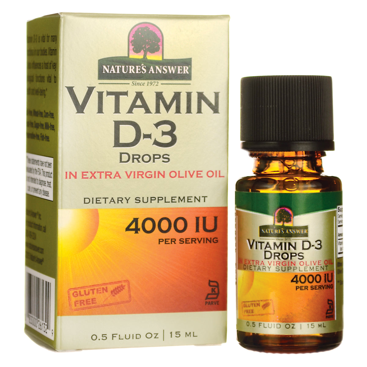 NAT102 | Vitamin D-3 drops in amber bottle with box, 4000 IU label, 0.5 fl oz