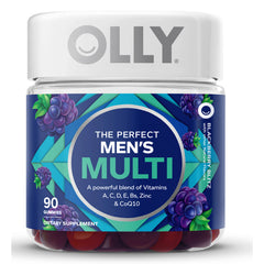 OLY002 | OLLY The Perfect Men's Multi gummy jar with blackberry label, 90 gummies