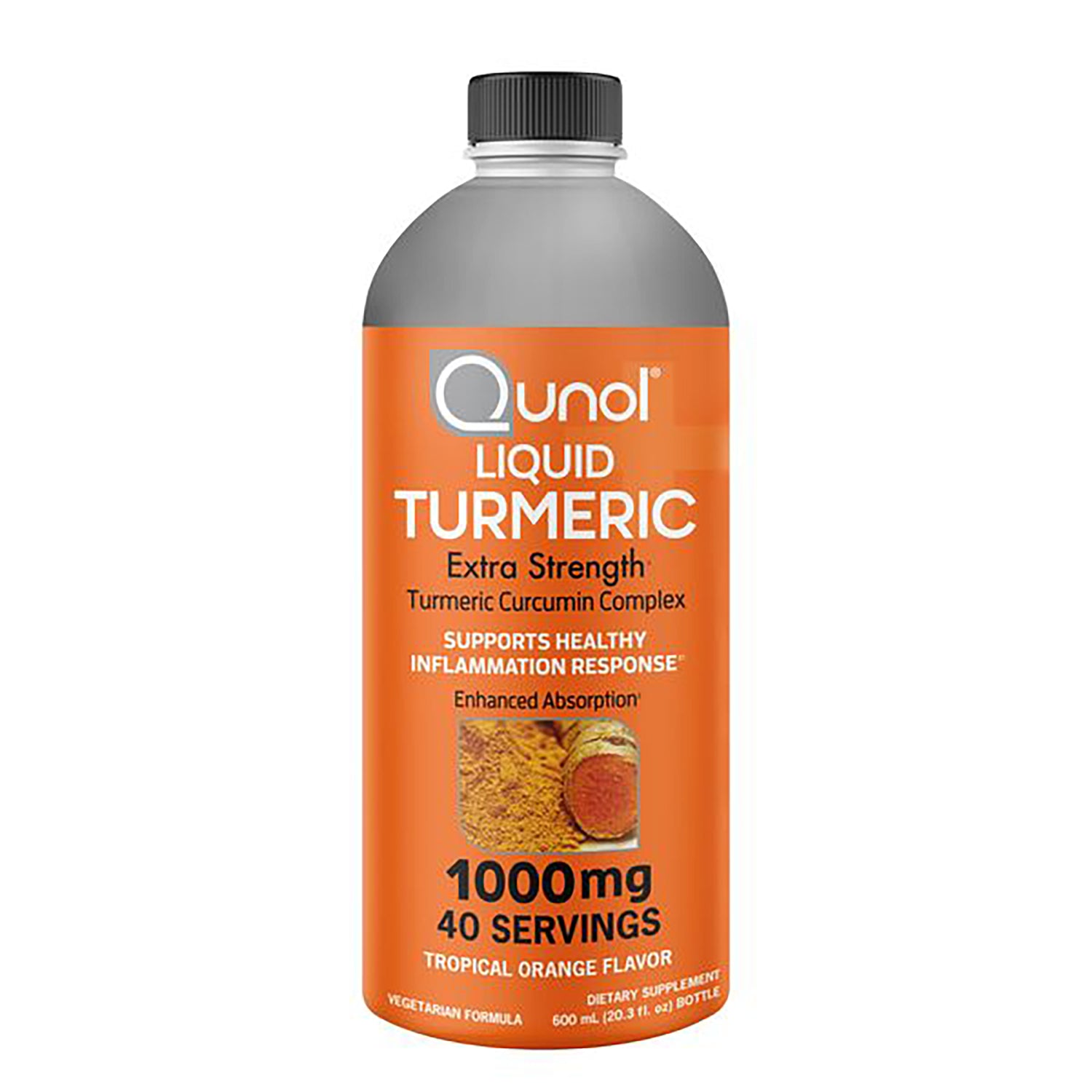 QNL008 | Qunol Liquid Turmeric extra strength 1000mg bottle, 40 servings, tropical orange flavor