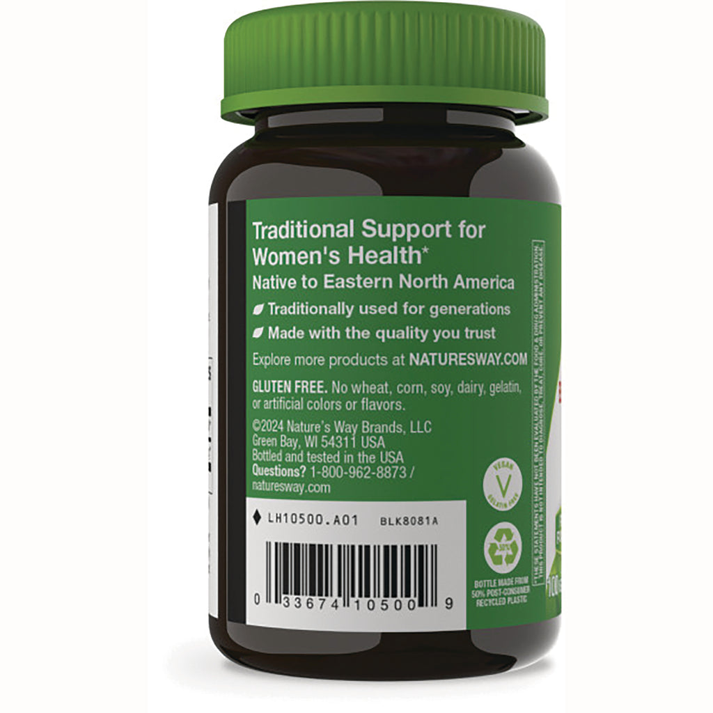 NW114 | Back label of brown supplement bottle reading Traditional Support for Women's Health, gluten free, barcode - Thumbnail