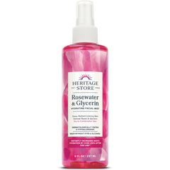 HTG040 | Heritage Store Rosewater & Glycerin hydrating facial mist pink spray bottle 8 fl oz