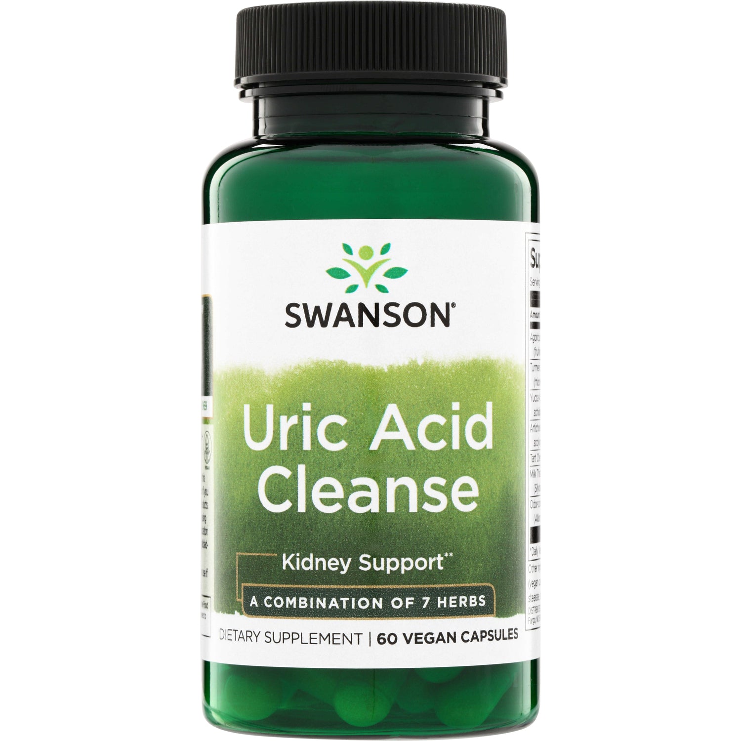 SWU849 | Swanson Uric Acid Cleanse, Kidney Support, combination of 7 herbs, 60 vegan capsules