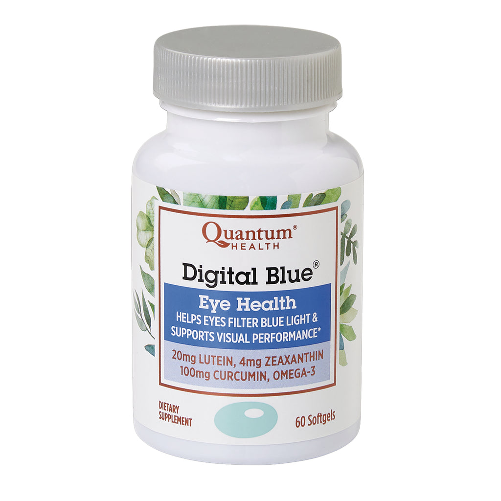 QU076 | Quantum Health Digital Blue Eye Health bottle, front label showing benefits and ingredient amounts, 60 softgels - Thumbnail