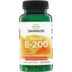 SW137 | Swanson Natural E-200 Vitamin E, 200 IU per softgel, 250 softgels bottle front