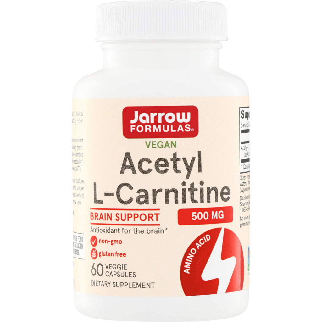 JR002 | Jarrow Formulas Acetyl L-Carnitine 500 mg, 60 veggie capsules, vegan brain support - Thumbnail