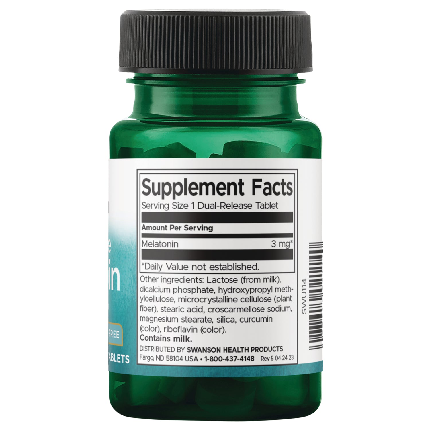 SWU114 | Back label with supplement facts and serving information