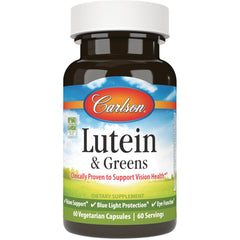 CSN224 | Carlson Lutein & Greens brown bottle with white cap, dietary supplement 60 Vegetarian Capsules