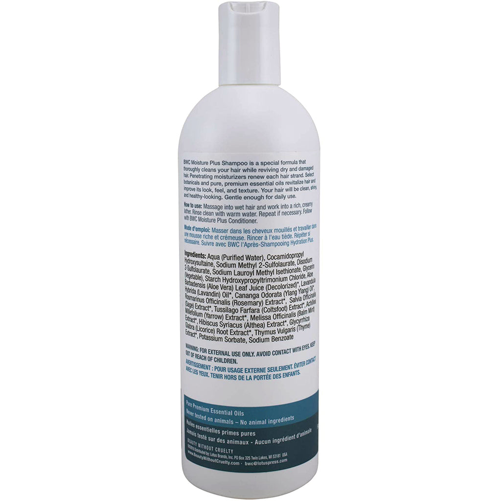 BWC116 | Back label of white shampoo bottle showing ingredients, warnings, and usage directions - Thumbnail