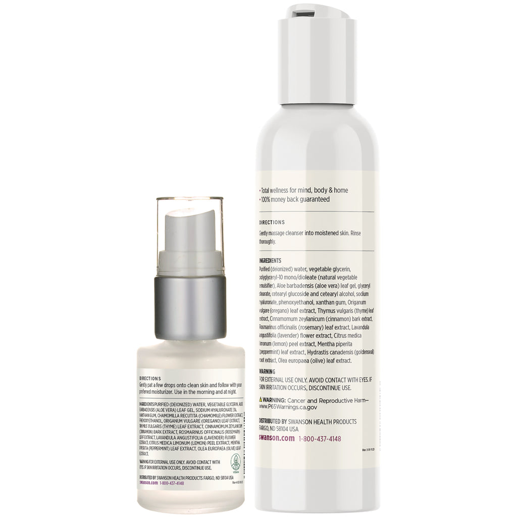 SW1797 | Ingredients, directions, and warnings for Swanson Premium Hyaluronic Acid Facial Cleanser and Serum - Thumbnail