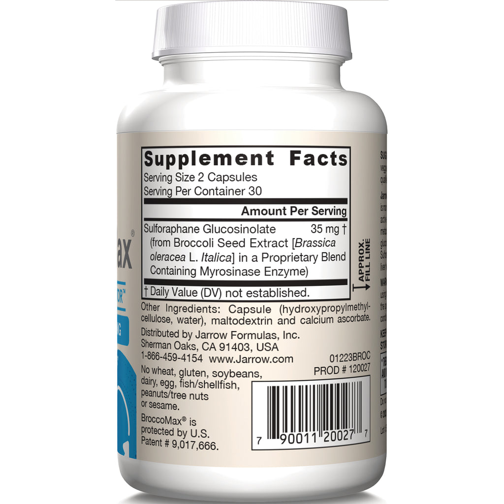 JR050 | Supplement Facts panel and ingredient text with barcode on back of white supplement bottle - Thumbnail