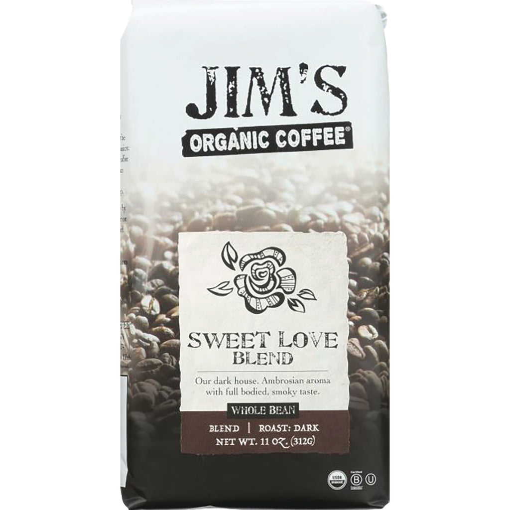 JOC003 | Jim's Organic Coffee Sweet Love Blend whole bean dark roast 11 oz bag - Thumbnail