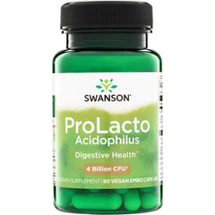 SWA001 | Swanson ProLacto Acidophilus, Digestive Health, 4 Billion CFU, 60 vegan capsules bottle front