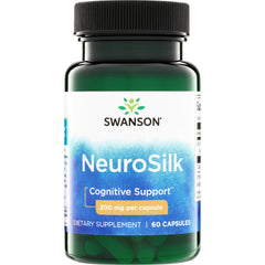 SWU959 | Swanson NeuroSilk cognitive support supplement, 200 mg per capsule, 60 capsules bottle front