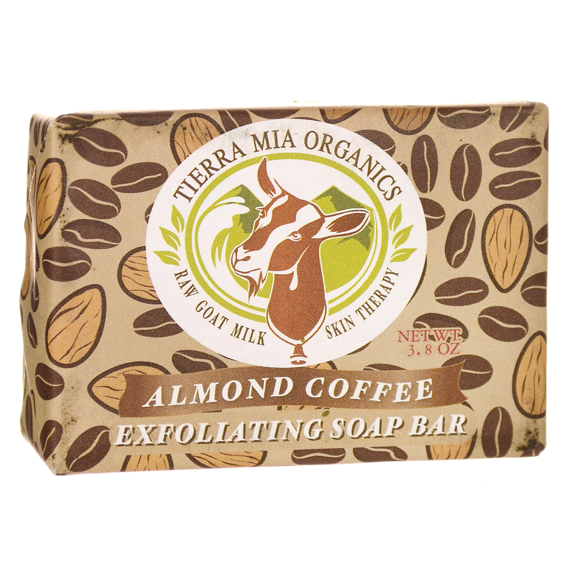 TMA001 | Tierra Mia Organics Almond Coffee exfoliating soap bar, raw goat milk, 3.8 oz