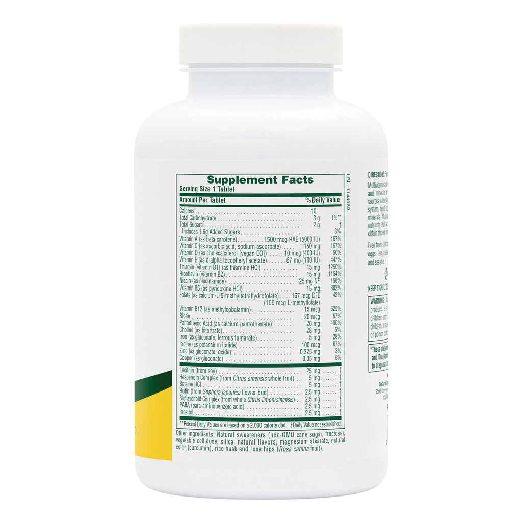 NTP193 | Supplement Facts label for one-tablet multivitamin listing vitamins, minerals, serving size, and other ingredients - Thumbnail