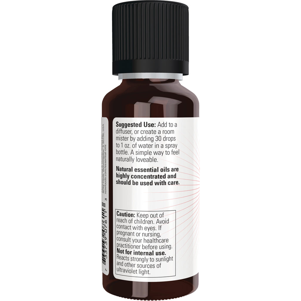 NWF1230 | Back of amber essential oil bottle label showing suggested use and caution text - Thumbnail