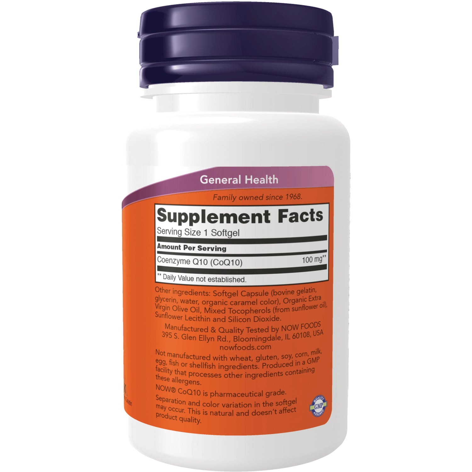 NWF299 | Back label showing Supplement Facts panel, Serving Size 1 Softgel, and ingredient text on white bottle