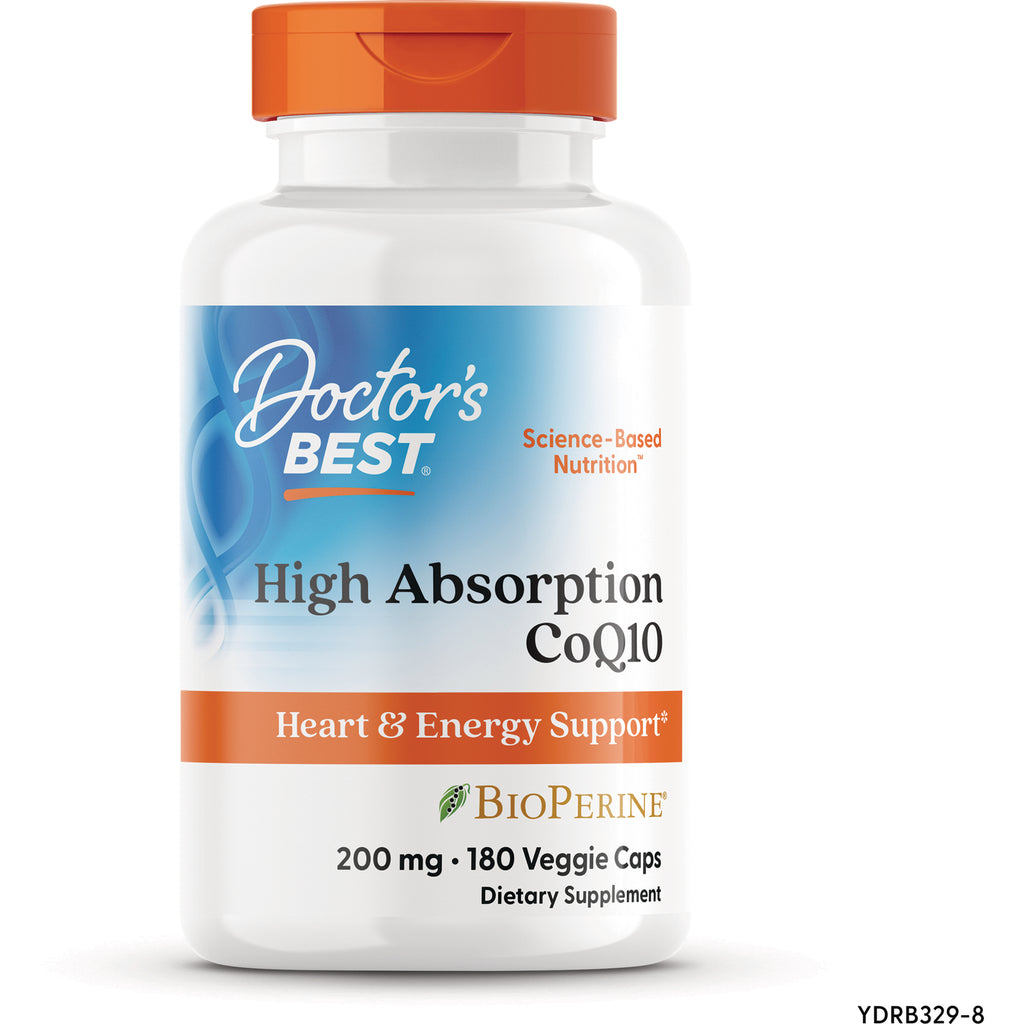 DB242 | Bottle of Doctor's Best High Absorption CoQ10 200 mg, 180 veggie caps, Heart & Energy Support, BioPerine - Thumbnail