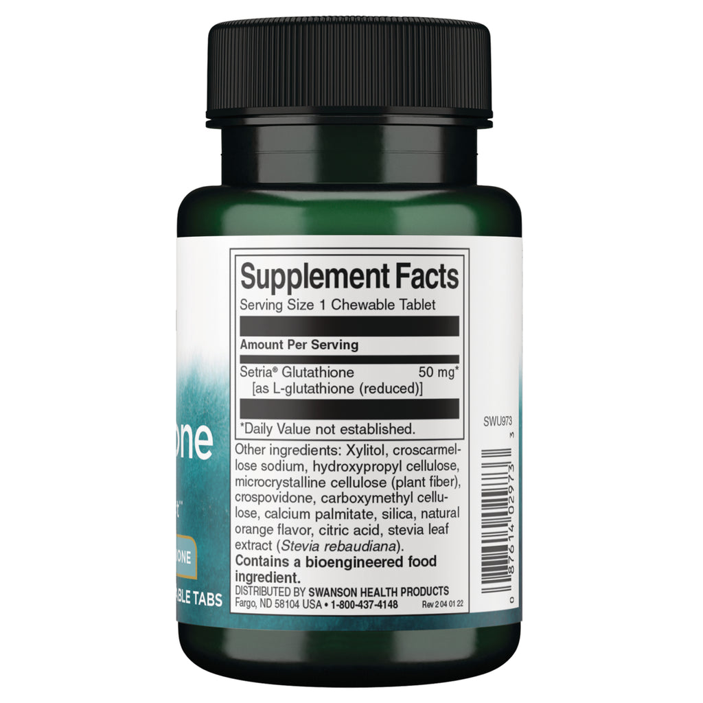 SWU973 | Back label showing Supplement Facts panel for chewable glutathione tablets - Thumbnail