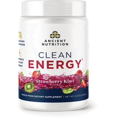 ATN146 | Ancient Nutrition Clean Energy strawberry kiwi powder supplement jar front label