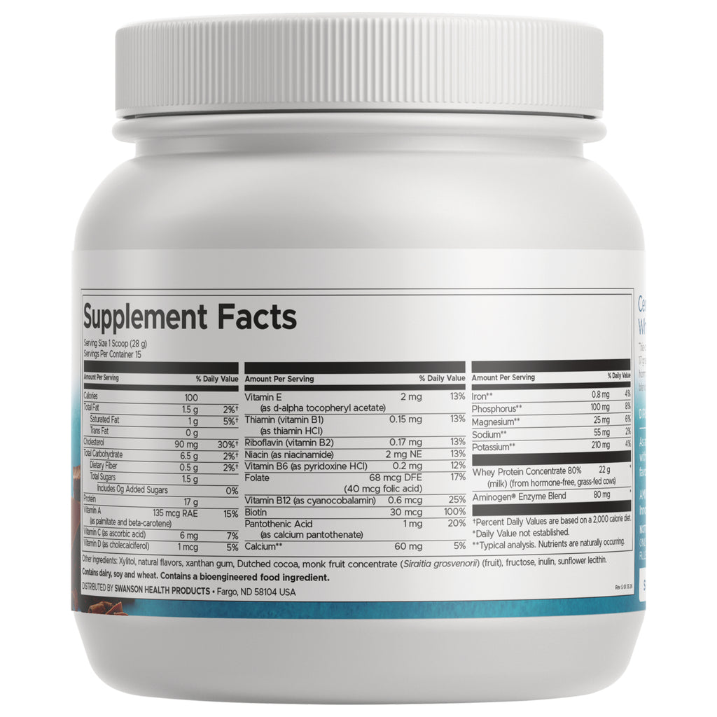 SWU475 | Supplement Facts panel with serving size 1 scoop (28 g), 100 calories, and vitamins and minerals - Thumbnail