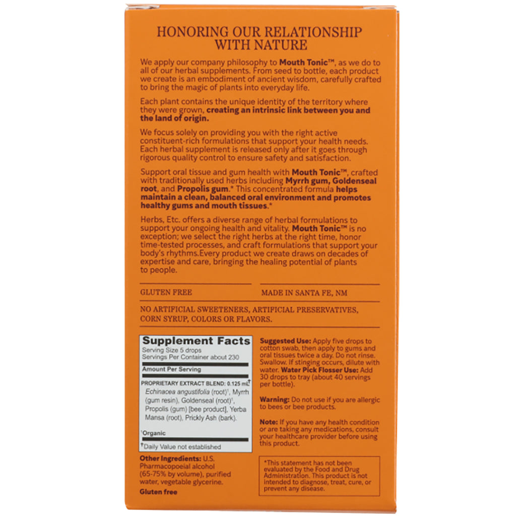 HE108 | Back of peach-orange supplement box showing Supplement Facts, ingredients, suggested use and manufacturer address - Thumbnail