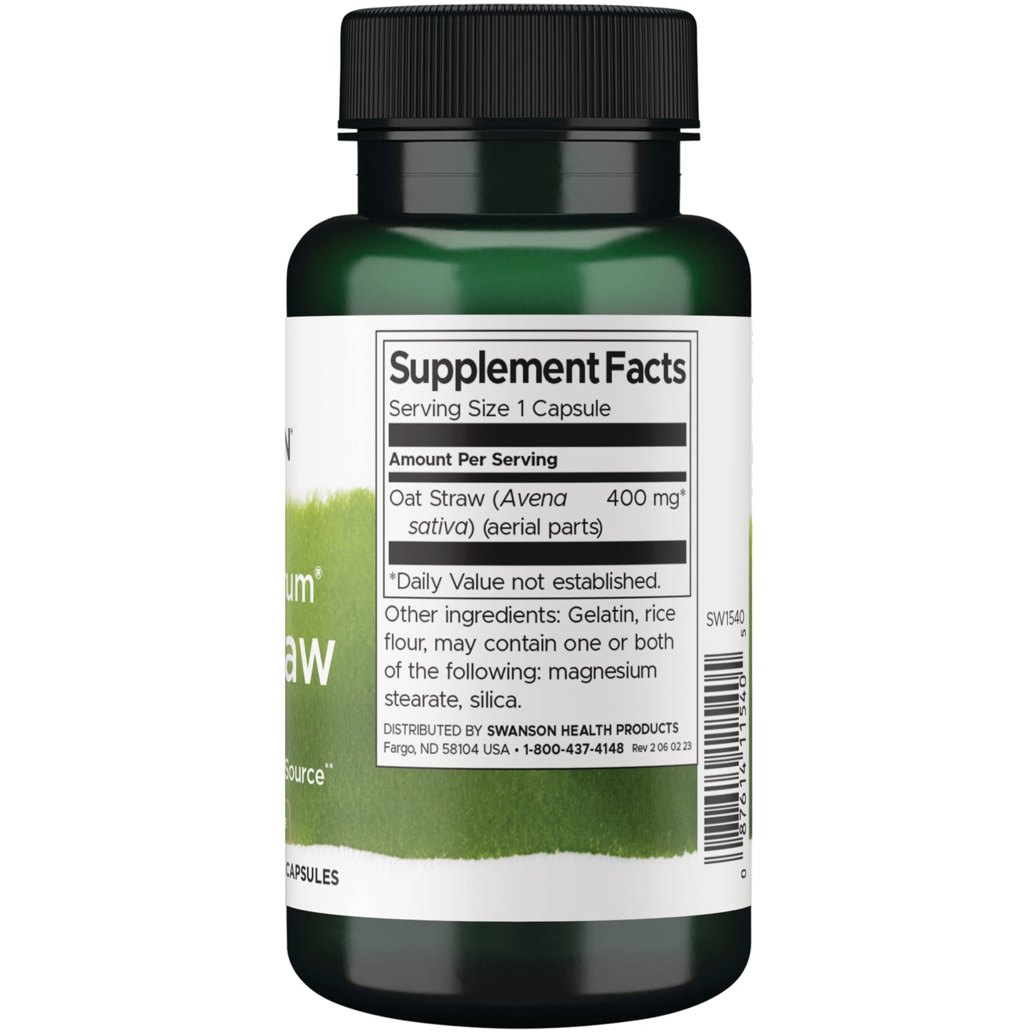 SW1540 | Back label with supplement facts and serving information