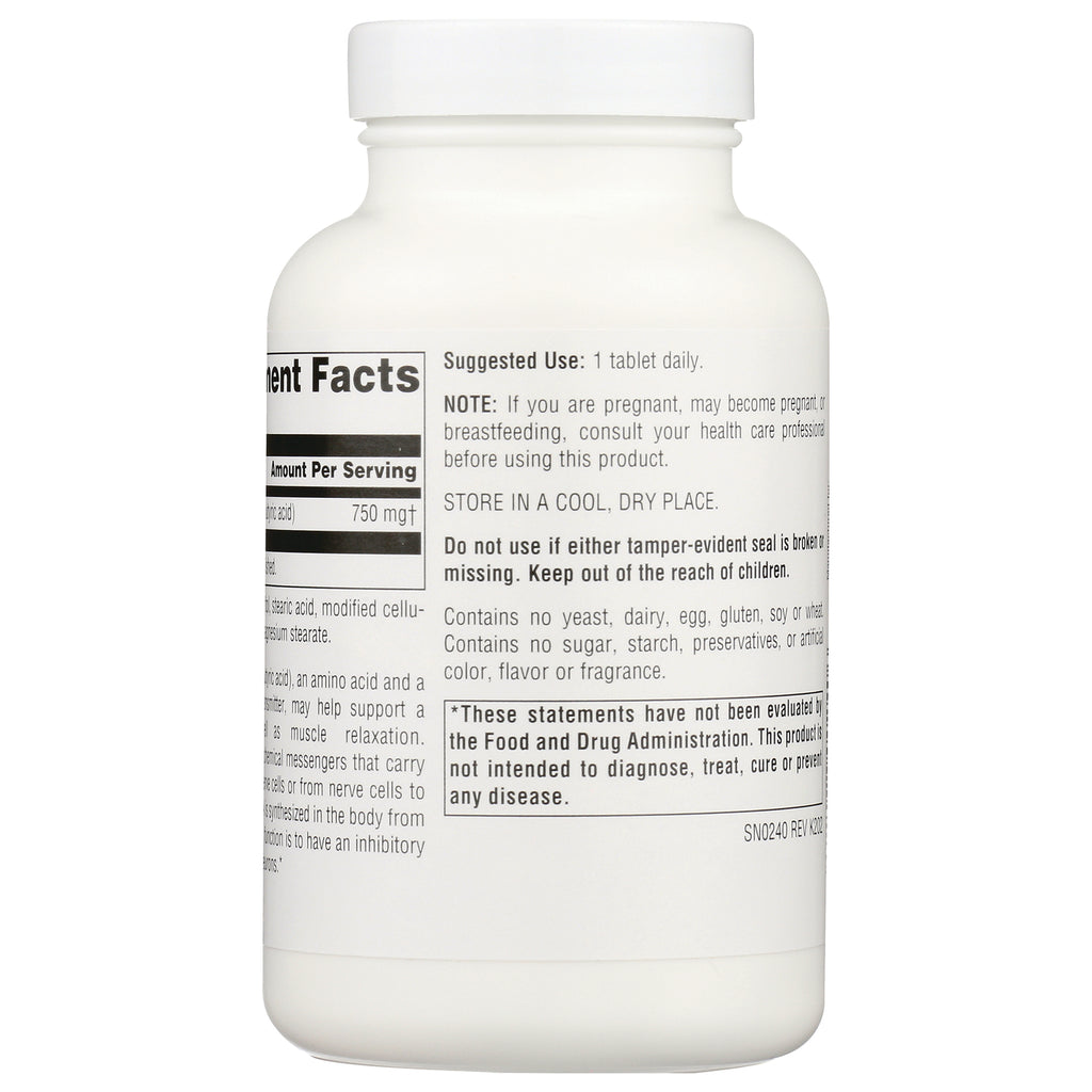 SN290 | Back of white supplement bottle showing Supplement Facts, directions, and safety statements - Thumbnail