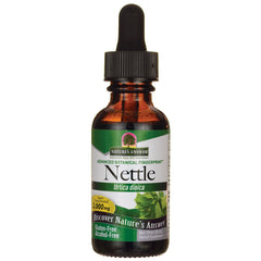 NAT064 | Brown glass dropper bottle labeled Nettle Urtica dioica 2,000 mg Nature's Answer herbal supplement