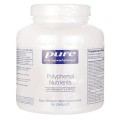 PRN051 | Pure Encapsulations Polyphenol Nutrients white supplement bottle front label, 180 capsules