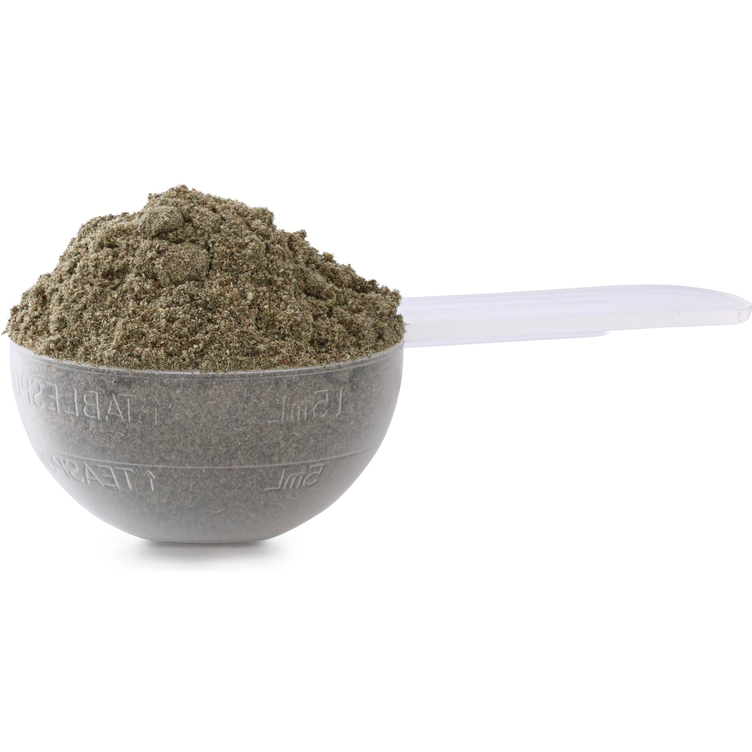 SWR091 | Scoop of graygreen powder in a measuring spoon