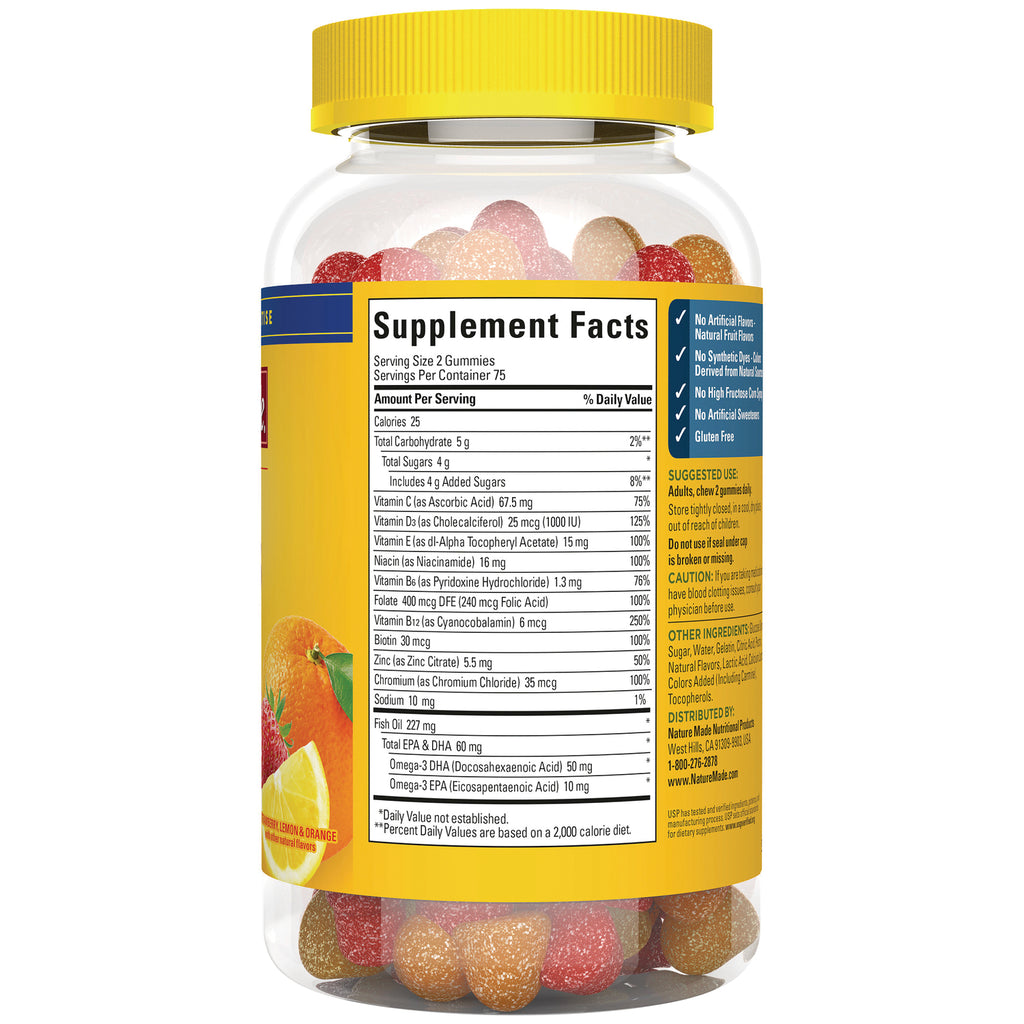 NTM196 | Back of gummy supplement bottle showing Supplement Facts panel and ingredient text - Thumbnail