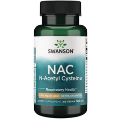 SW1960 | Swanson NAC N-Acetyl Cysteine, 1,000 mg extra strength, 60 vegan tablets bottle front