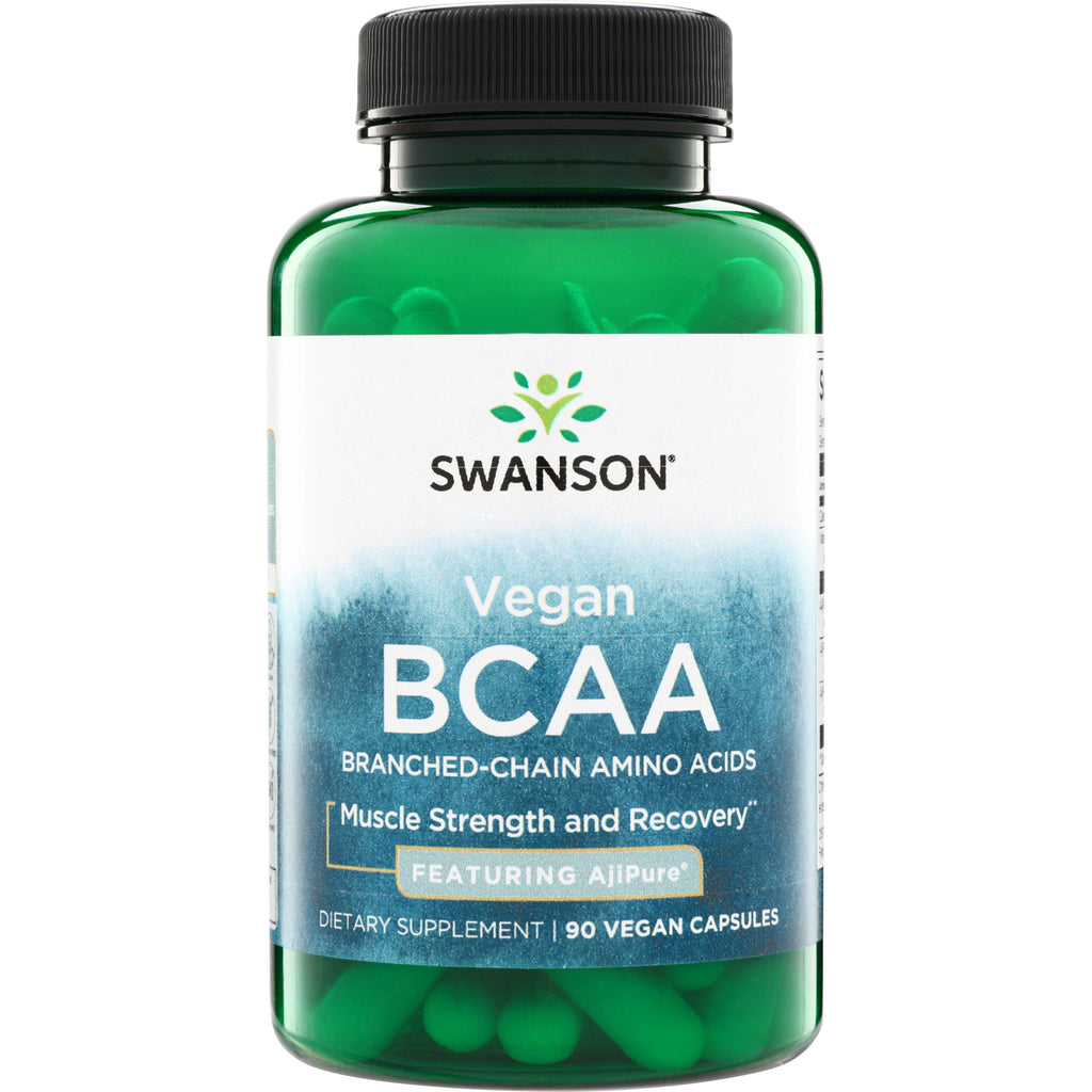 SWU453 | Swanson Vegan BCAA supplement, 90 vegan capsules, featuring AjiPure; Muscle Strength and Recovery - Thumbnail
