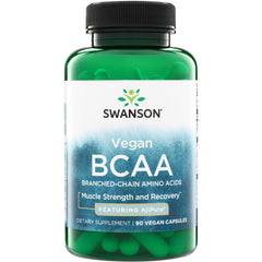 SWU453 | Swanson Vegan BCAA supplement, 90 vegan capsules, featuring AjiPure; Muscle Strength and Recovery