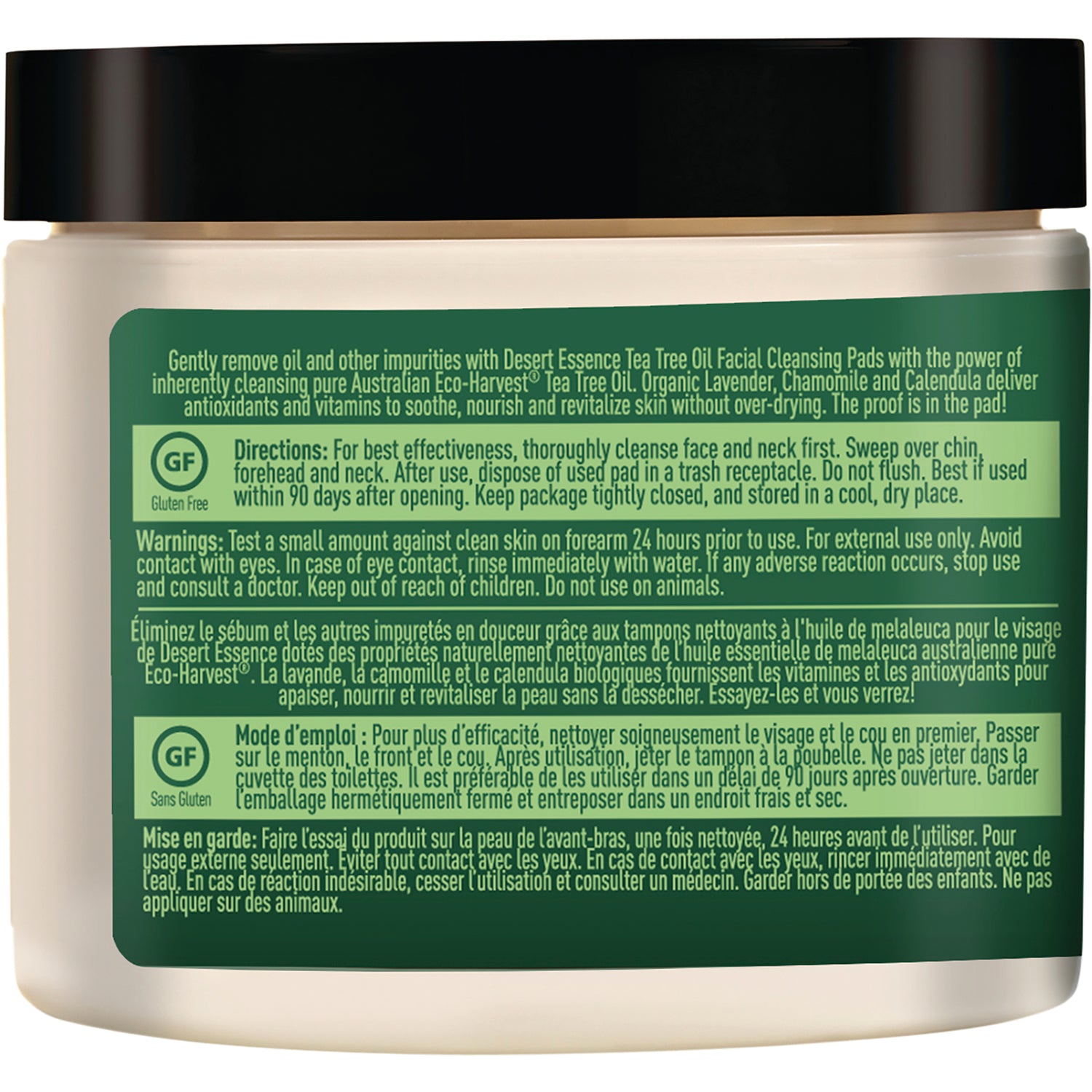 DST024 | back label of jar showing directions, warnings, and Gluten Free icon