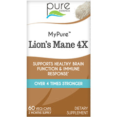 PEL065 | Pure Essence MyPure Lion's Mane 4X supplement front label, 60 vegi-caps, supports healthy brain function & immune response