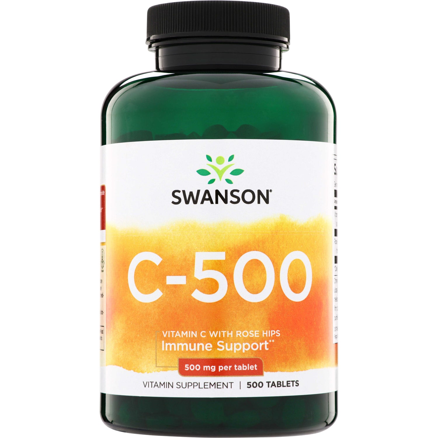 SW087 | Swanson C-500 Vitamin C with Rose Hips, Immune Support, 500 mg per tablet, 500 tablets