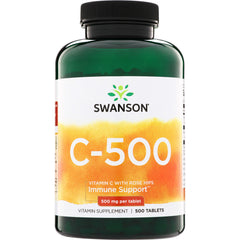 SW087 | Swanson C-500 Vitamin C with Rose Hips, Immune Support, 500 mg per tablet, 500 tablets