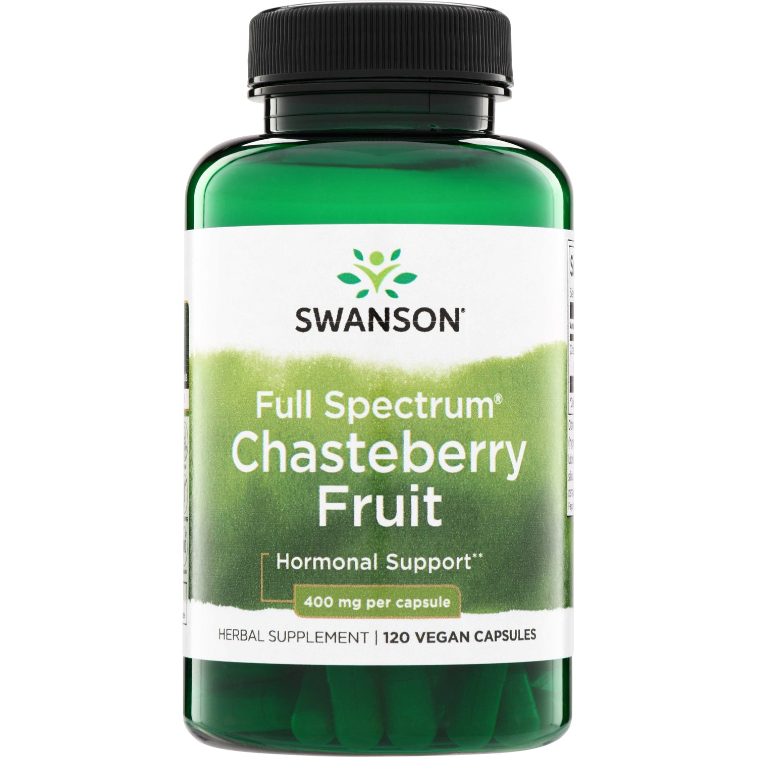 SW1065 | Swanson Full Spectrum Chasteberry Fruit, Hormonal Support, 400 mg per capsule, 120 vegan capsules