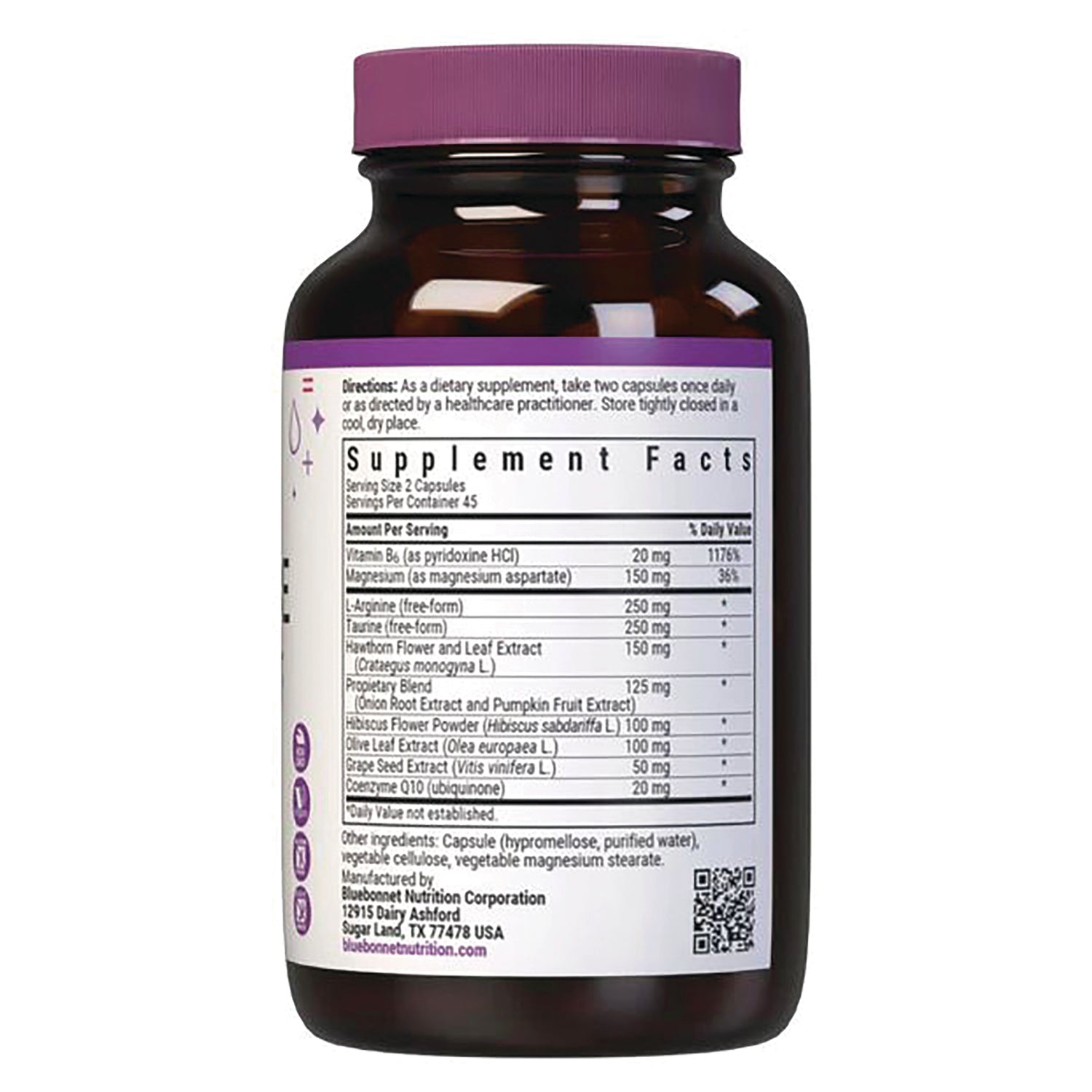 BLU151 | back of brown supplement bottle showing Supplement Facts panel and ingredient list