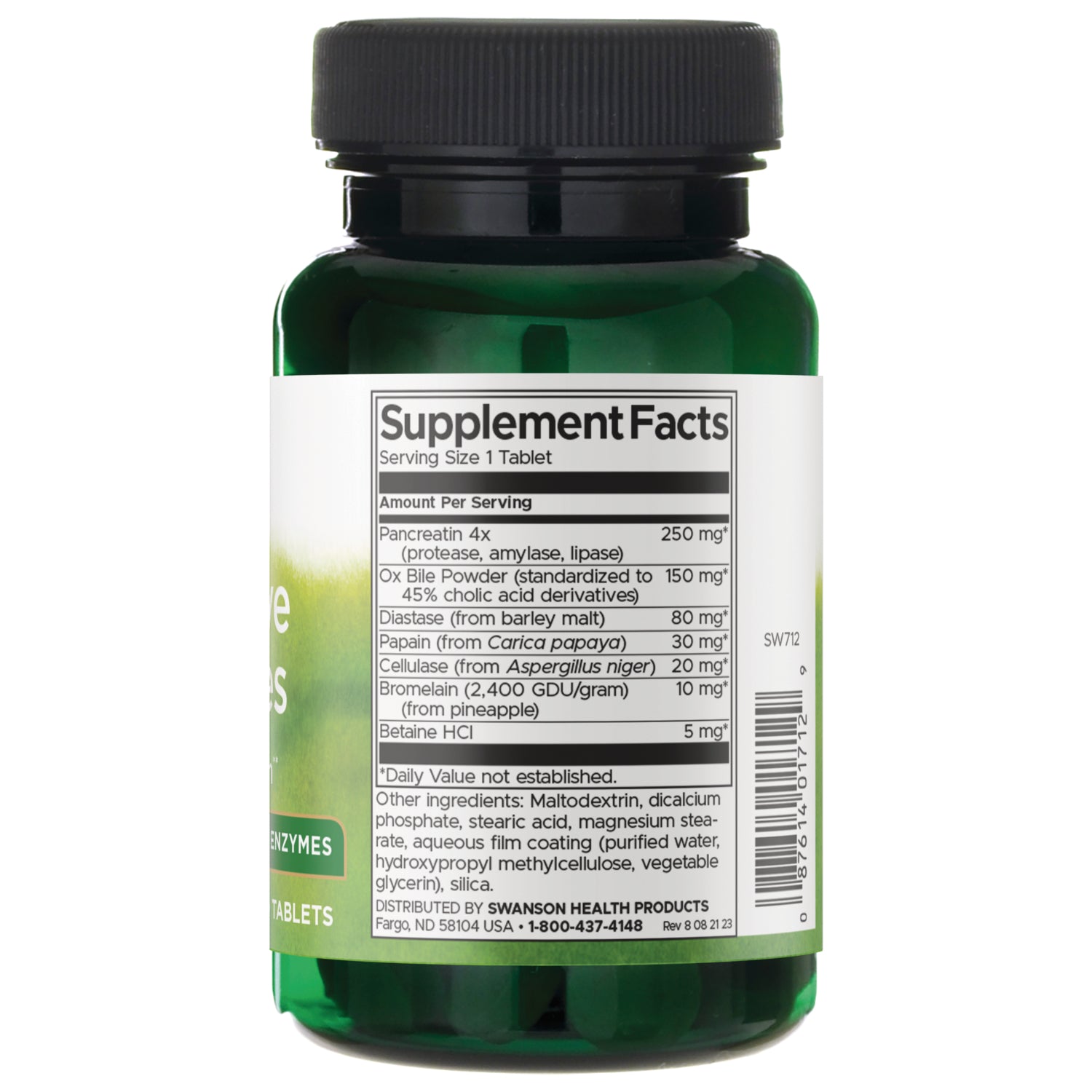 SW712 | Back label with Supplement Facts